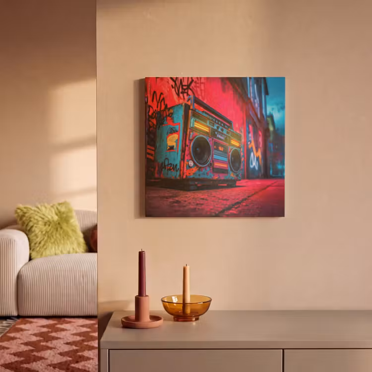 Acoustic Felt - Boombox - Red - Graffiti - Neon — 2