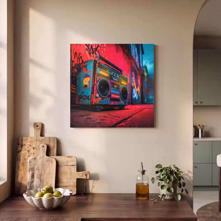 Acoustic Felt - Boombox - Red - Graffiti - Neon — 3