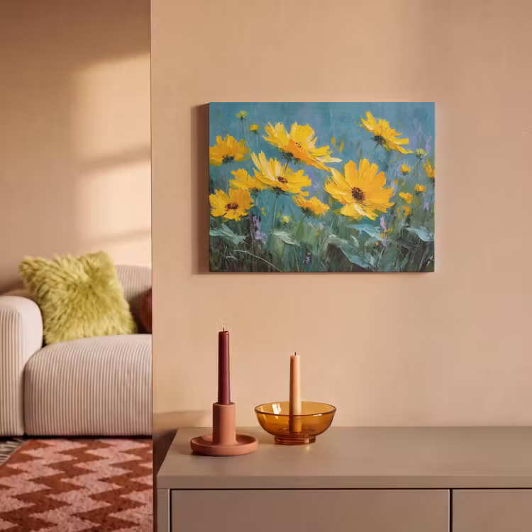 Acoustic Felt - Brush strokes - Flowers - Bright yellow - Abstract — 2