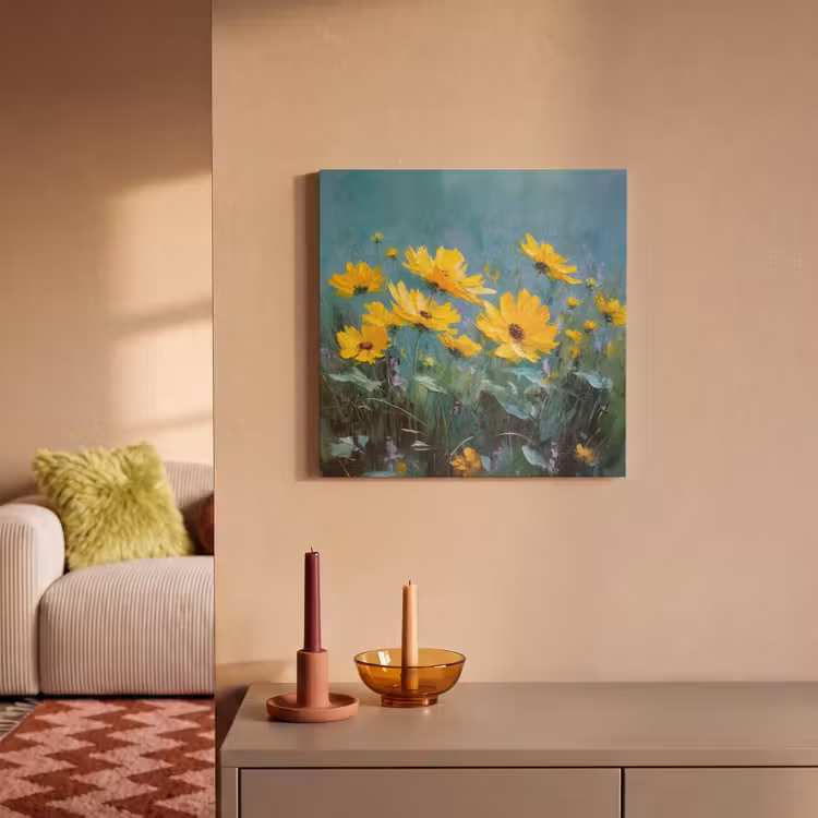 Acoustic Felt - Brush strokes - Flowers - Bright yellow - Abstract — 2