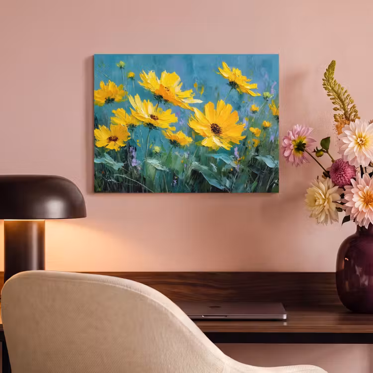 Acoustic Felt - Brush strokes - Flowers - Bright yellow - Abstract — 4