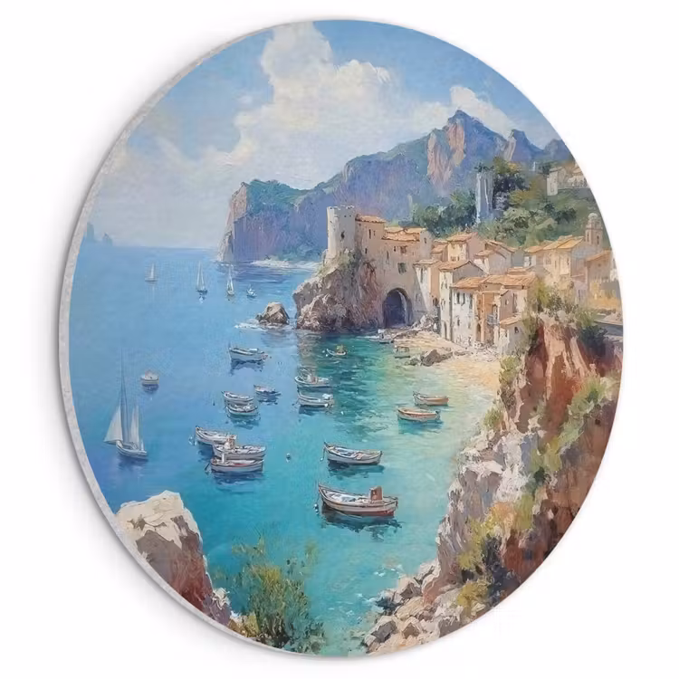 Acoustic painting round - Coastal village - Painting - Rocks - Boats — 1