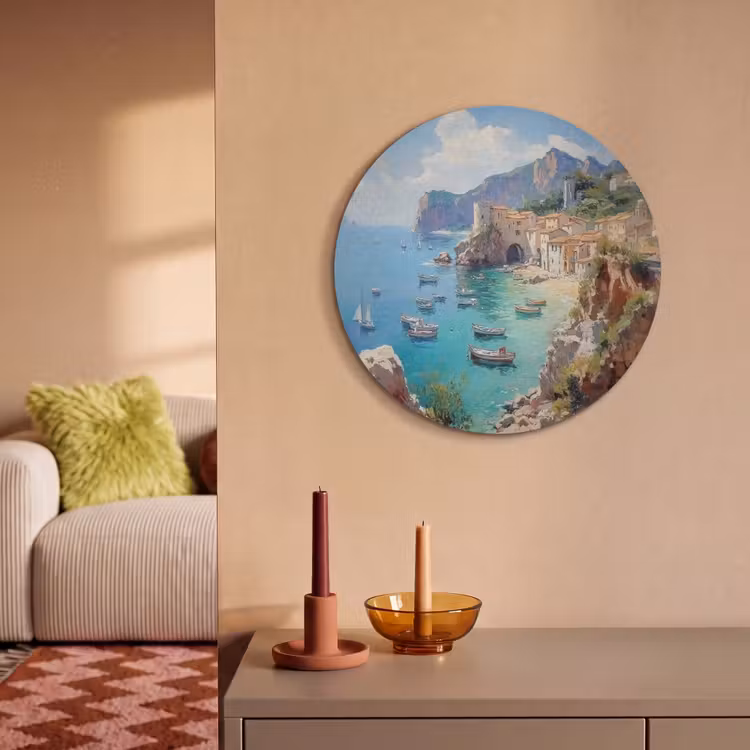 Acoustic painting round - Coastal village - Painting - Rocks - Boats — 3