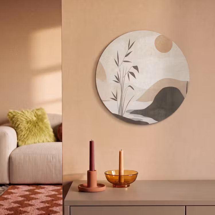 Acoustic painting round - Japandi - Landscape - Beige — 3