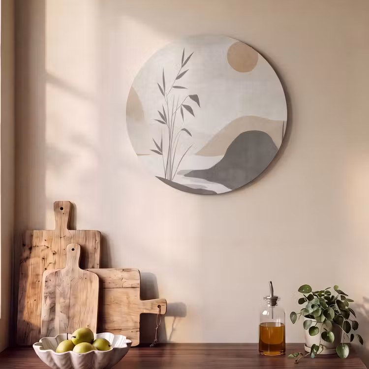 Acoustic painting round - Japandi - Landscape - Beige — 4