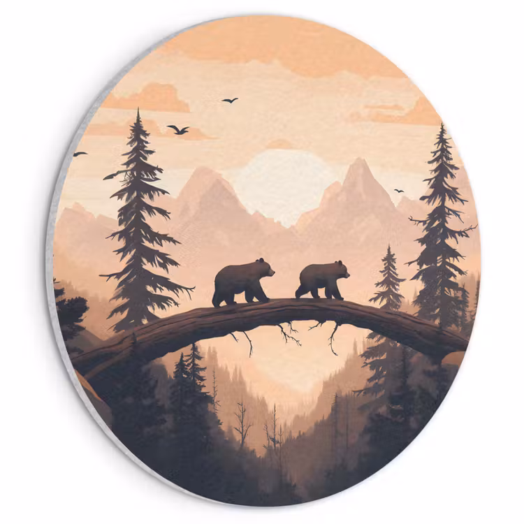 Acoustic painting round - Bears - Trees - Landscape - Sunset — 1