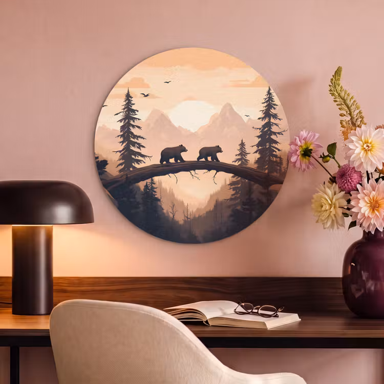 Acoustic painting round - Bears - Trees - Landscape - Sunset — 2