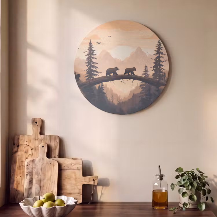 Acoustic painting round - Bears - Trees - Landscape - Sunset — 4