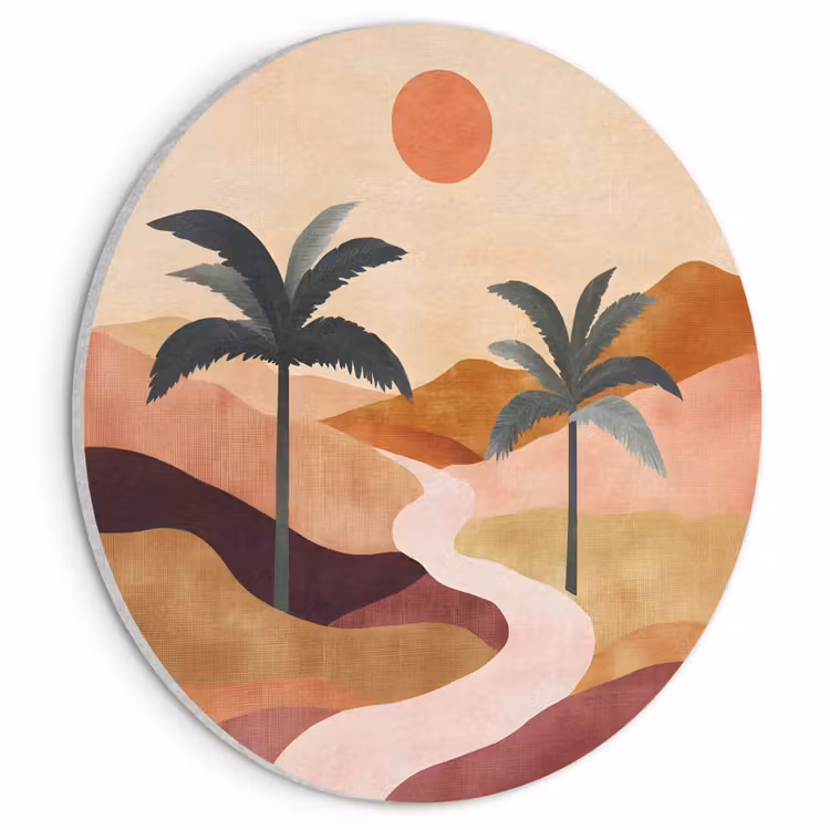 Acoustic painting round - Hills - Palm trees - Abstract — 1