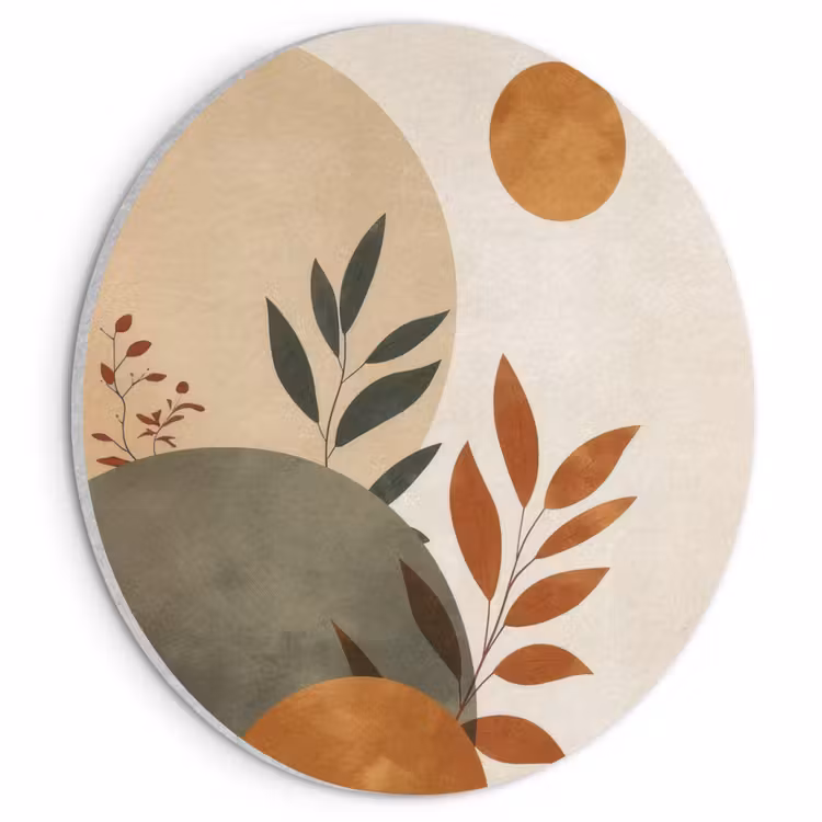 Acoustic painting round - Shapes - Round - Leaves - Beige — 1
