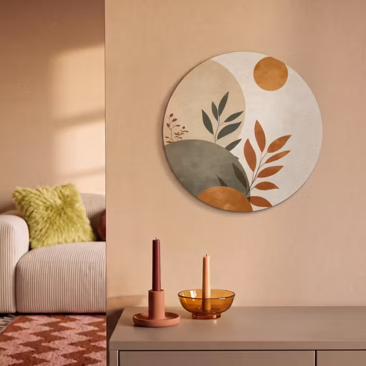 Acoustic painting round - Shapes - Round - Leaves - Beige — 3