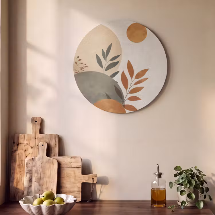 Acoustic painting round - Shapes - Round - Leaves - Beige — 4