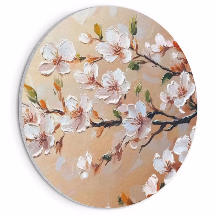 Acoustic painting round - Blossom branches - Picturesque - Pink — 1