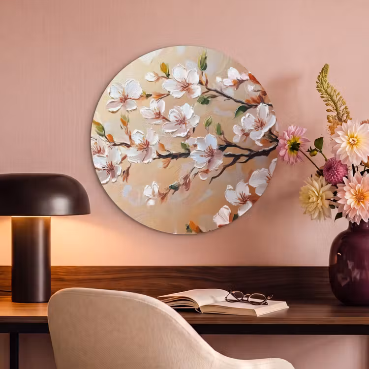 Acoustic painting round - Blossom branches - Picturesque - Pink — 2