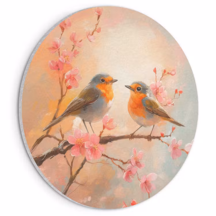 Acoustic painting round - Robins - Ornamental - Blossom Branch — 1