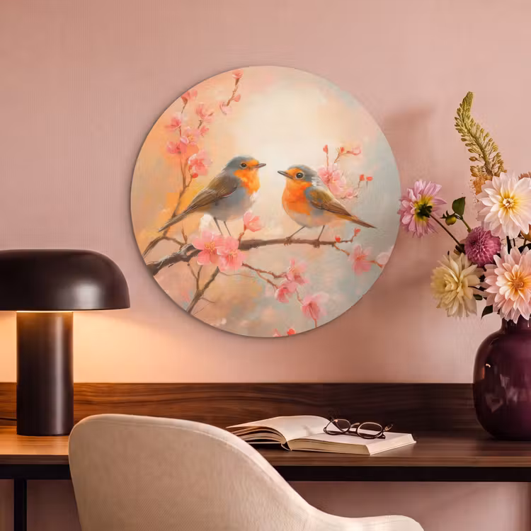 Acoustic painting round - Robins - Ornamental - Blossom Branch — 2