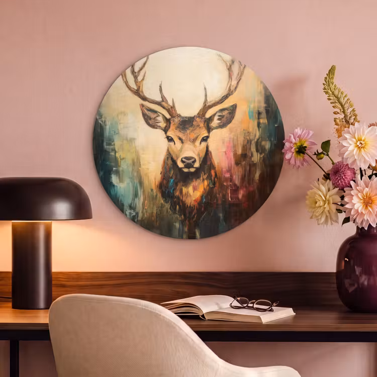 Acoustic painting round - Deer - Painted - Antlers - Brown — 2