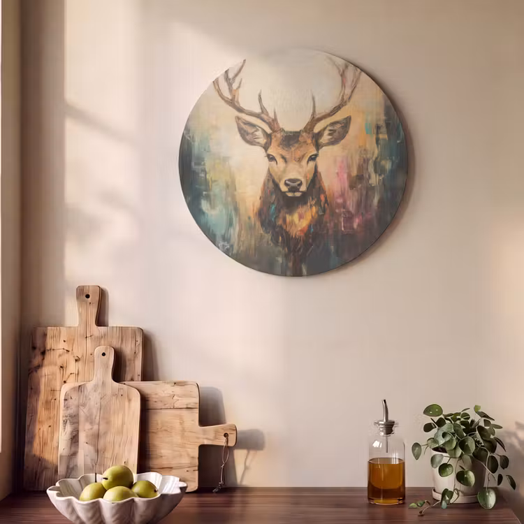 Acoustic painting round - Deer - Painted - Antlers - Brown — 4