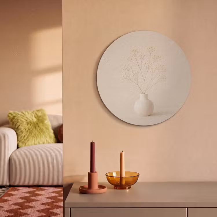 Acoustic painting round - Vase - Branches - Flowers - White — 3