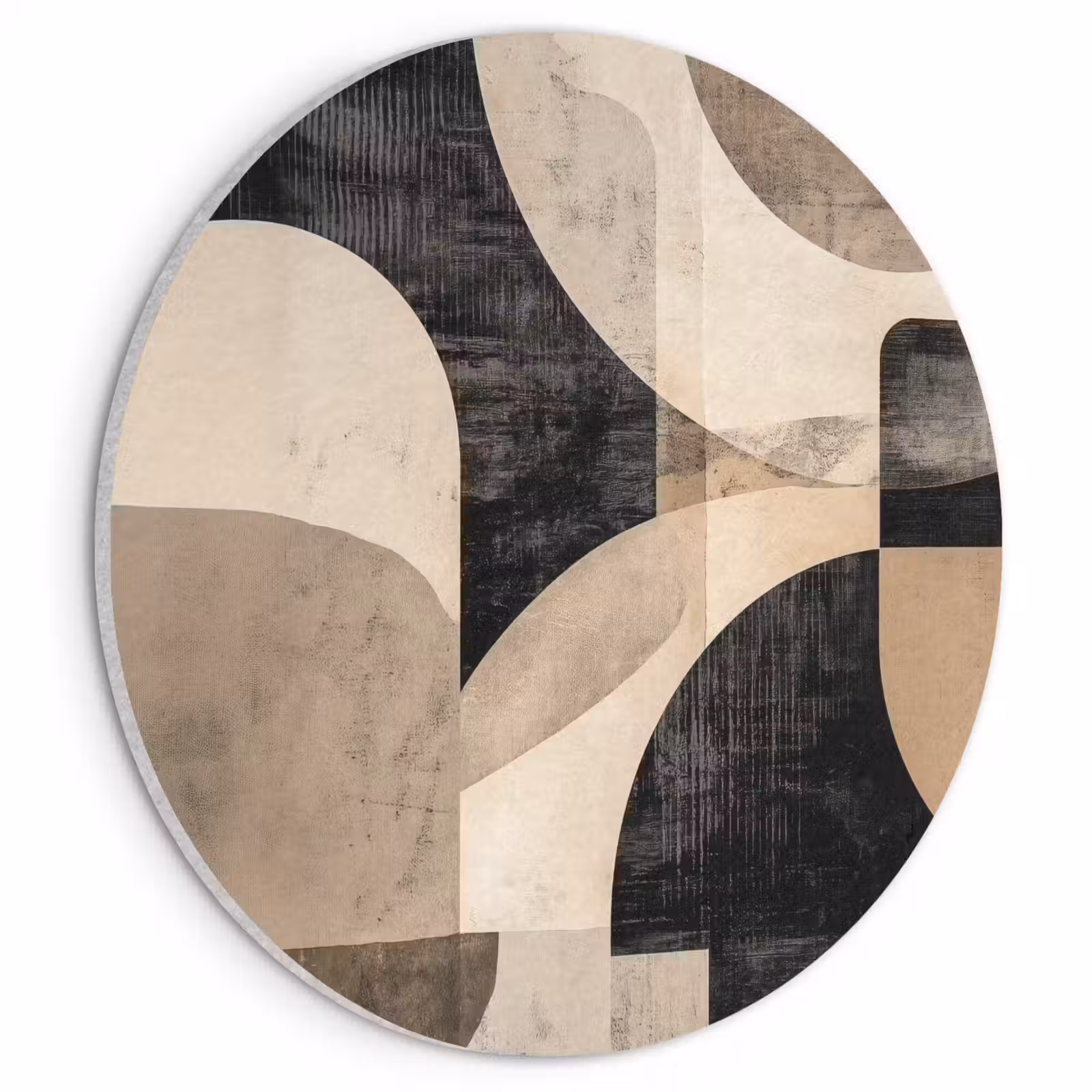 Acoustic painting round - Abstract - Shapes - Modern - Beige — 1