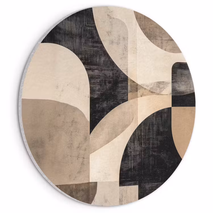 Acoustic painting round - Abstract - Shapes - Modern - Beige — 1
