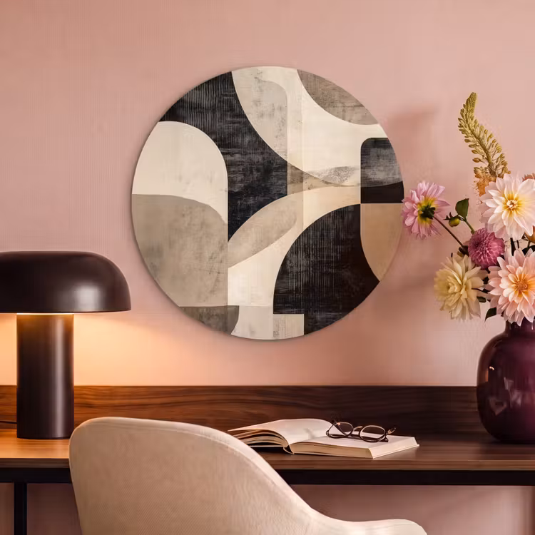 Acoustic painting round - Abstract - Shapes - Modern - Beige — 2