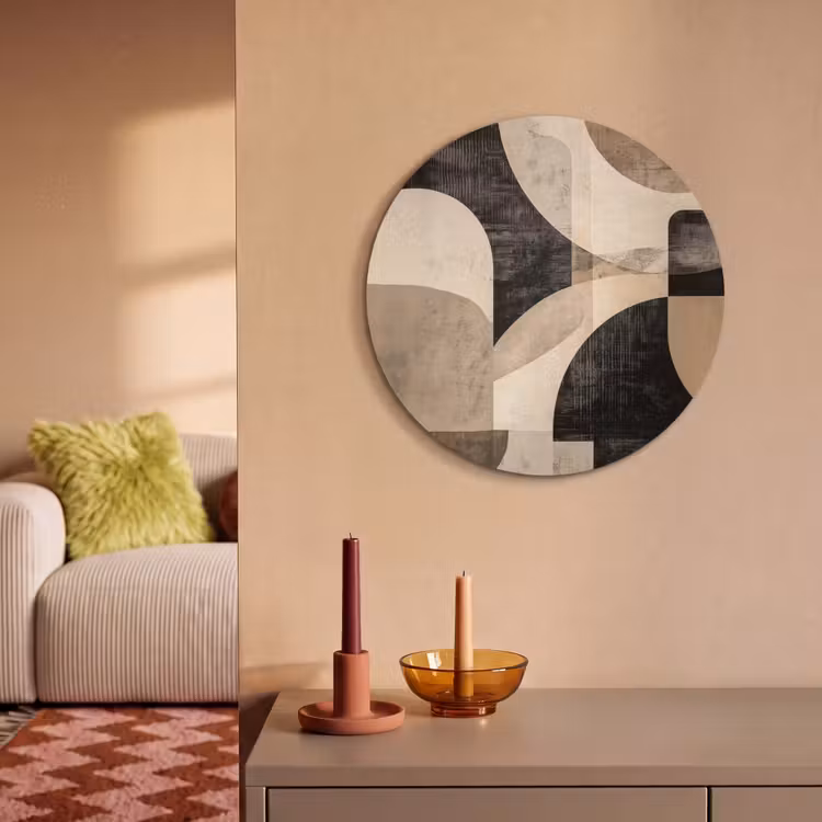 Acoustic painting round - Abstract - Shapes - Modern - Beige — 3