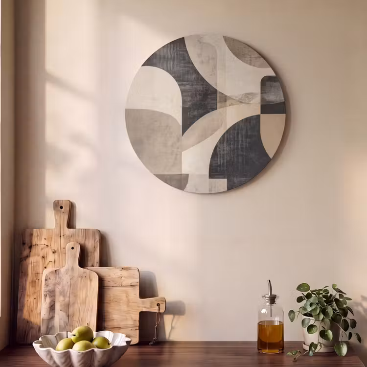 Acoustic painting round - Abstract - Shapes - Modern - Beige — 4
