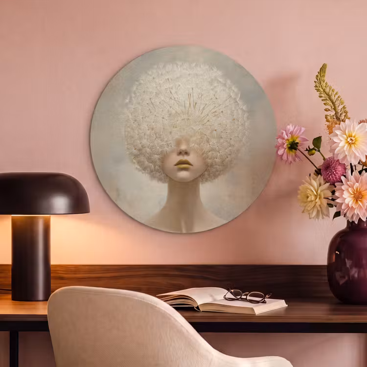 Acoustic painting round - Dreamy - Beige - Dandelion seeds — 2