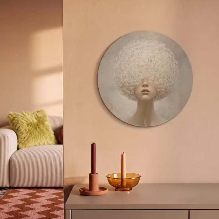 Acoustic painting round - Dreamy - Beige - Dandelion seeds — 3