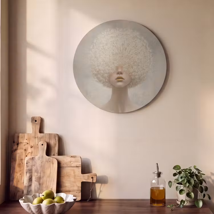 Acoustic painting round - Dreamy - Beige - Dandelion seeds — 4
