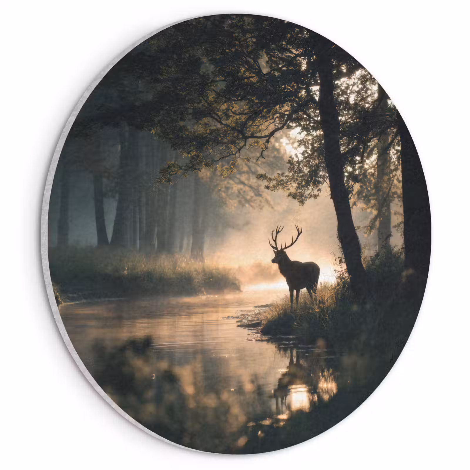 Acoustic painting round - Deer - Forest Brook - Mystical — 1