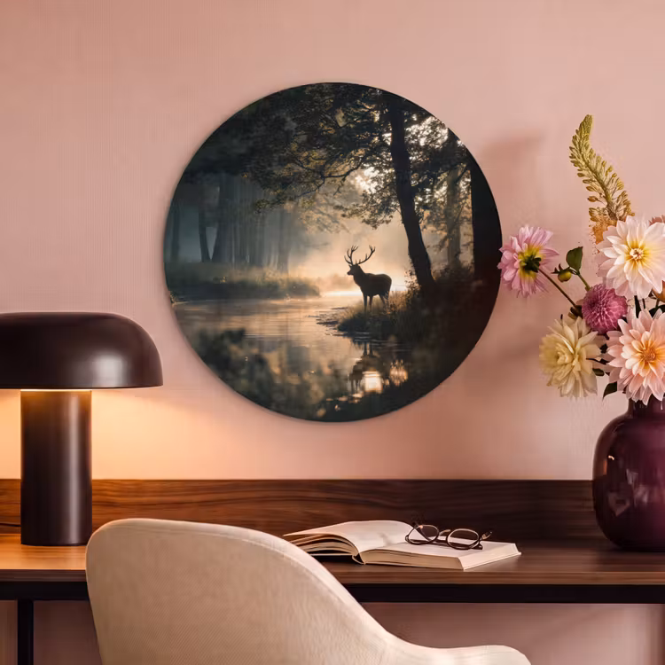 Acoustic painting round - Deer - Forest Brook - Mystical — 2