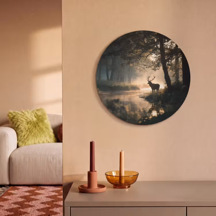 Acoustic painting round - Deer - Forest Brook - Mystical — 3