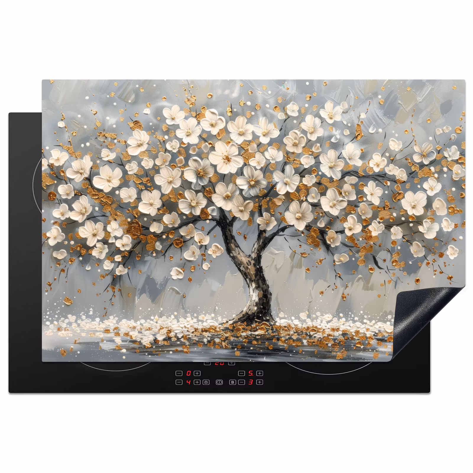 Induction Hob Cover - Tree of Life - Gold - White — 1