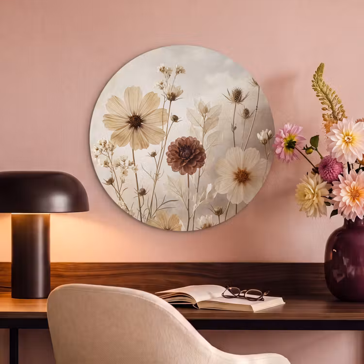 Acoustic painting round - Wildflowers - Botanical - Vintage - Nature - Rustic — 2