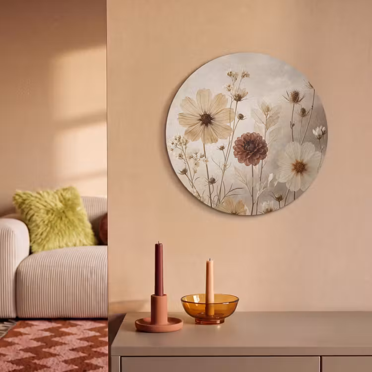 Acoustic painting round - Wildflowers - Botanical - Vintage - Nature - Rustic — 3