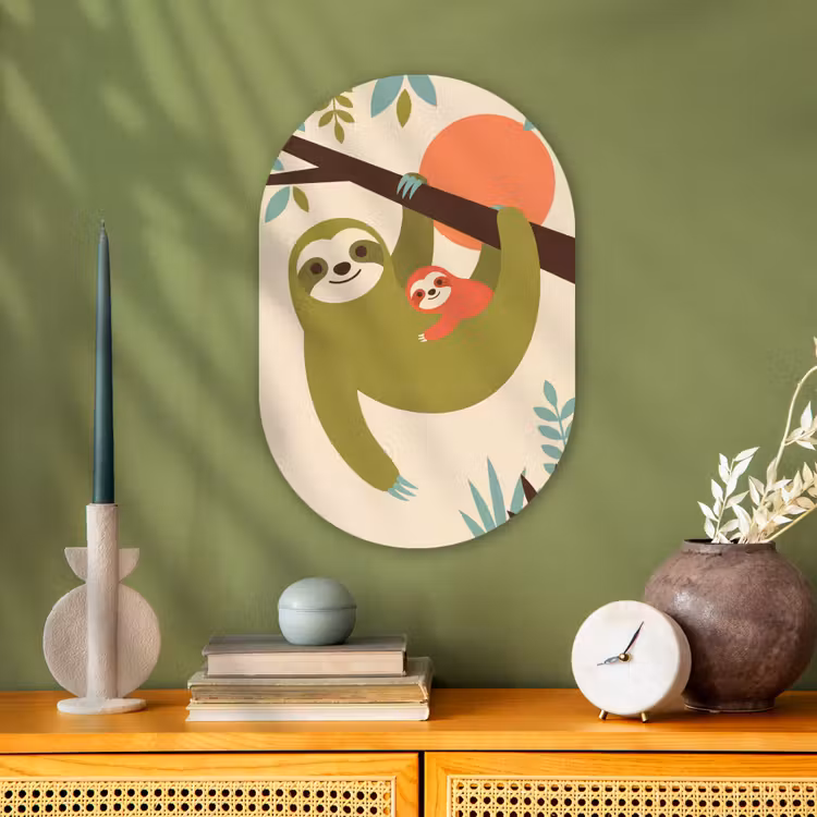 Oval - Plastic - Animals - Mother - Baby - Nature - Green — 2