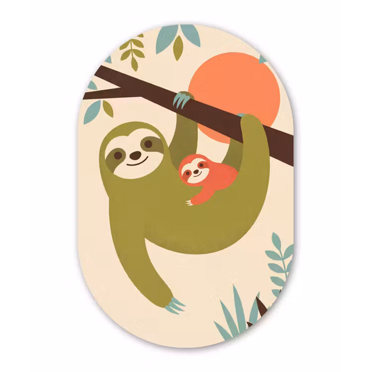 Oval - Plastic - Animals - Mother - Baby - Nature - Green — 3