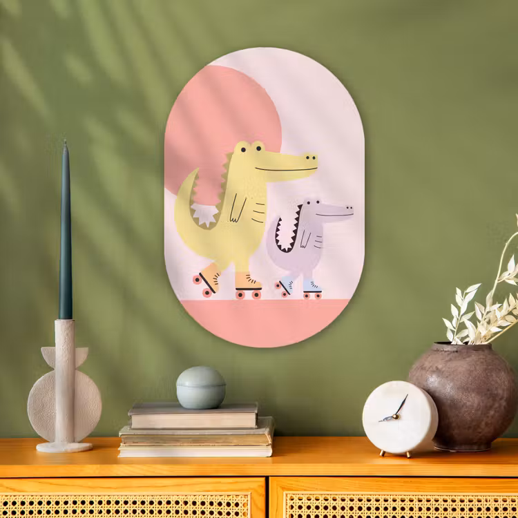 Oval - Plastic - Animals - Skating - Illustration - Playful - Pink — 2
