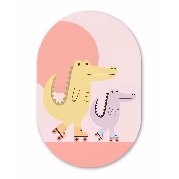 Oval - Plastic - Animals - Skating - Illustration - Playful - Pink — 3
