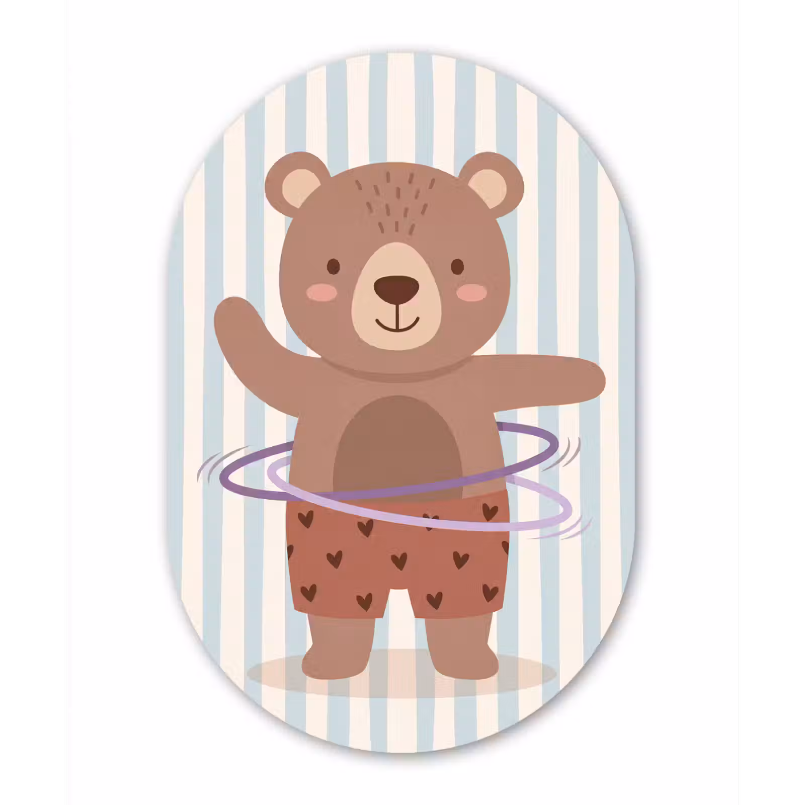 Oval - Glass - Bear - Hoop - Children's Room - Illustration - Brown — 1