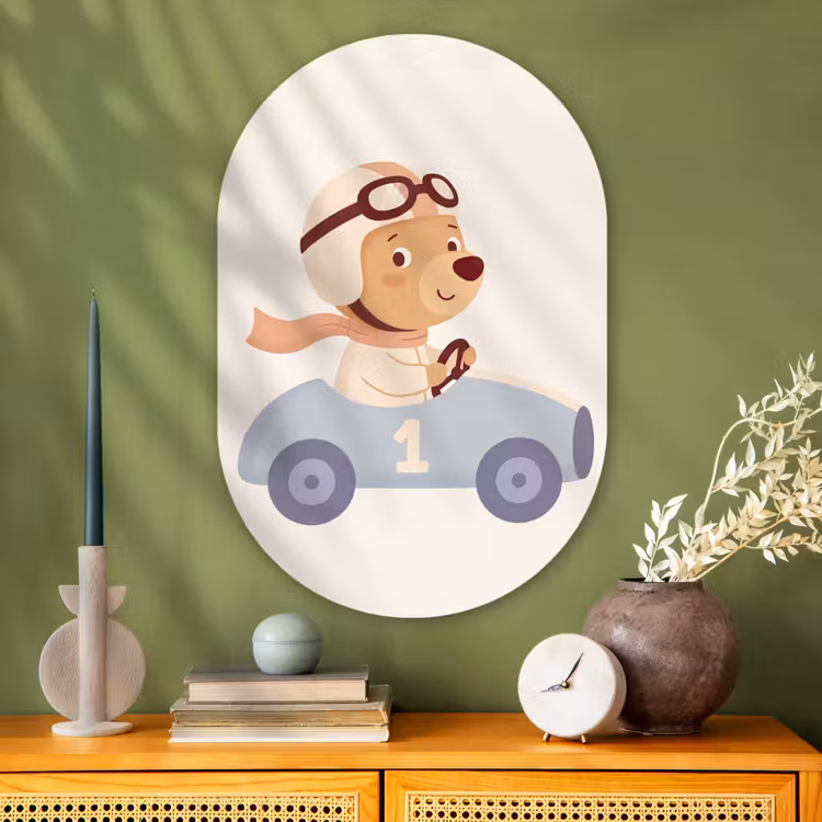 Oval - Glass - Bear - Car - Children's Room - Cartoon - Playful — 2