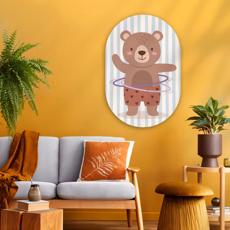 Oval - Glass - Bear - Hoop - Children's Room - Illustration - Brown — 3