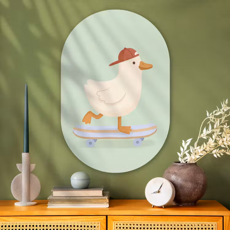 Oval - Glass - Bird - Skateboard - Animals - Cartoon - Playful — 2