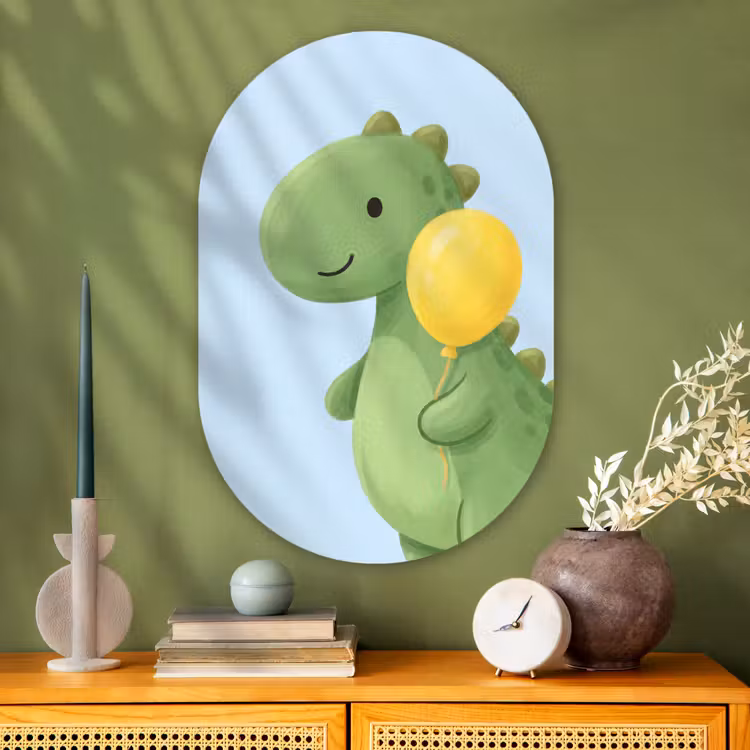 Oval - Glass - Dinosaur - Balloon - Children's Room - Illustration - Green — 2