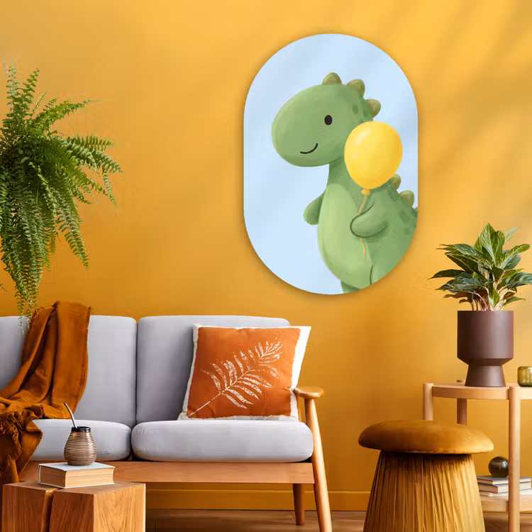 Oval - Glass - Dinosaur - Balloon - Children's Room - Illustration - Green — 3