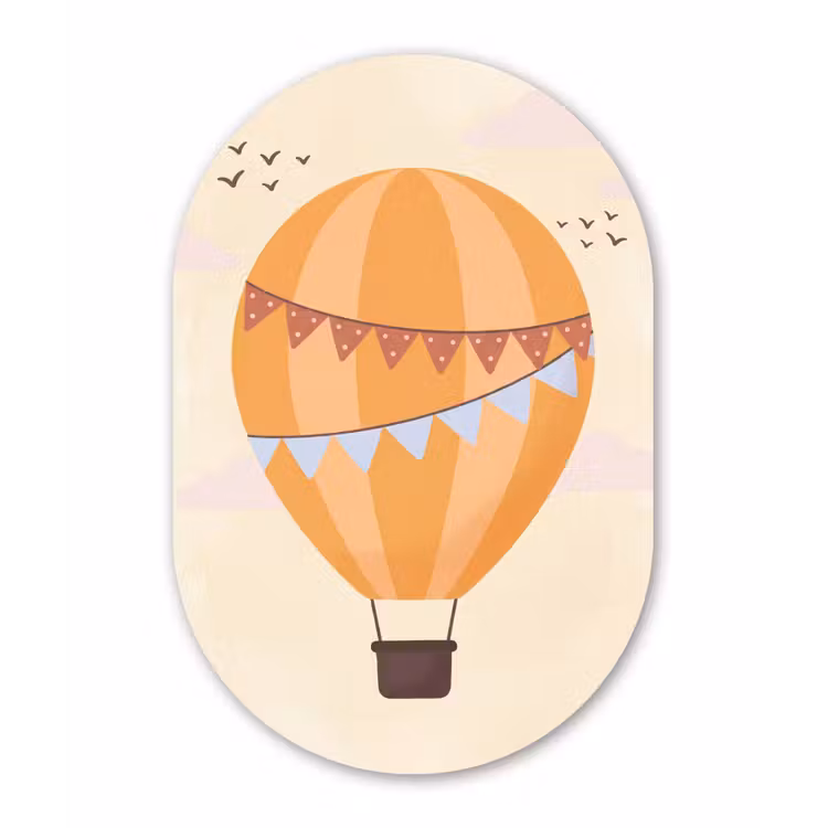 Oval - Glass - Hot Air Balloon - Garlands - Adventure - Illustration - Orange — 1
