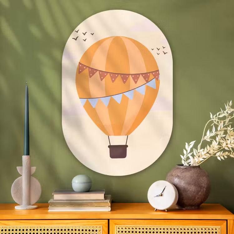 Oval - Glass - Hot Air Balloon - Garlands - Adventure - Illustration - Orange — 2