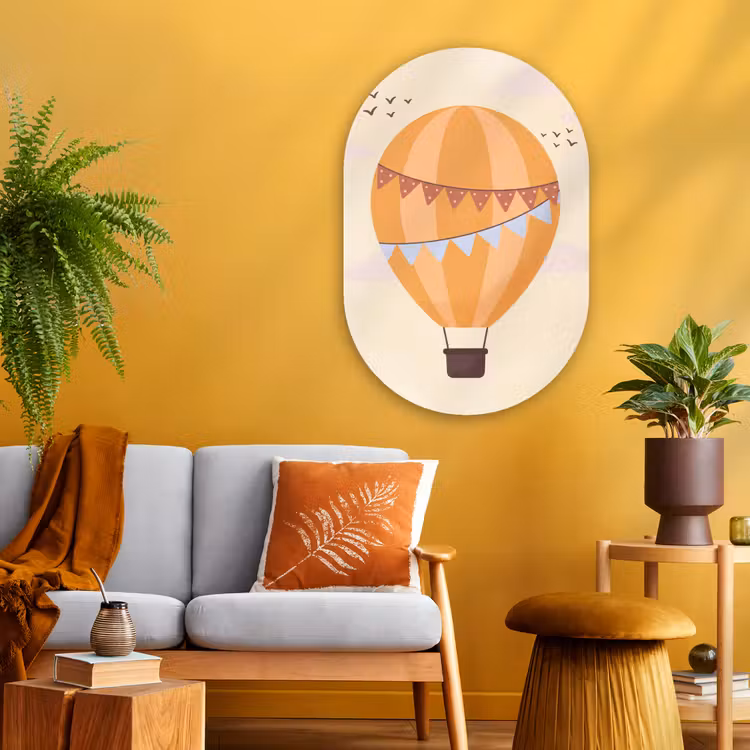 Oval - Glass - Hot Air Balloon - Garlands - Adventure - Illustration - Orange — 3